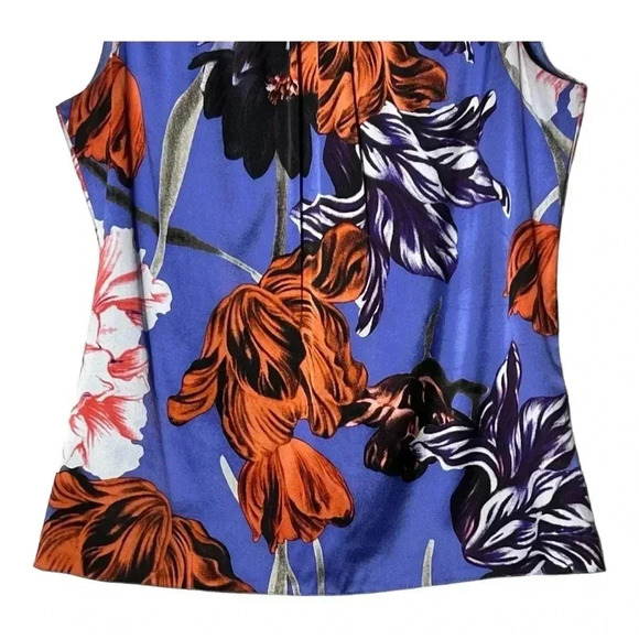 1929. ELIE TAHARI SLEEVELESS SATIN MATERIAL TOP FLORAL PATTERN SIZE SMALL - Picture 3 of 7